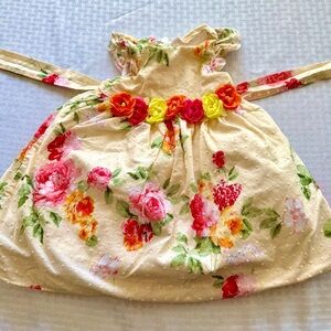 Laura Ashley Floral Toddler Dress 2T Yellow Cottagecore Easter Garden Party